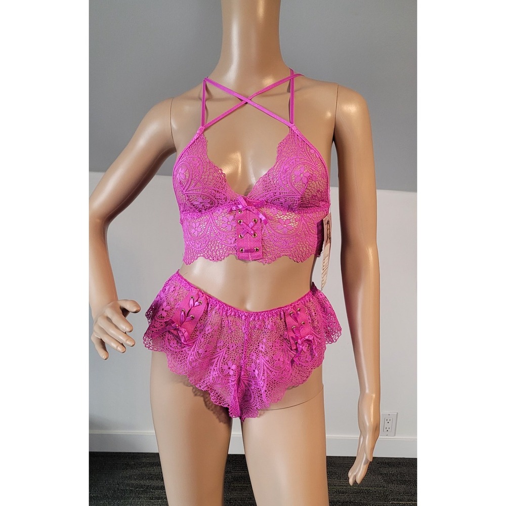Sexy Purple-Women-Party Lace Babydoll-Teddy Top and Shorts Small STM-212841